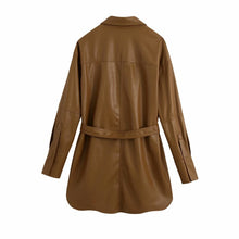 Load image into Gallery viewer, New Cool Women Long PU Leather Coats Pop Autumn