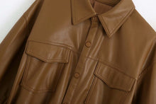 Load image into Gallery viewer, New Cool Women Long PU Leather Coats Pop Autumn