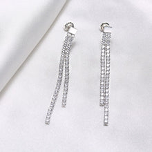 Load image into Gallery viewer, New Cubix Zirconia Long Dangle Earrings for Women Double Linear Chains
