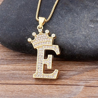 New Design 26 Letters A-z Zircon Crown Initial Alphabet Pendant