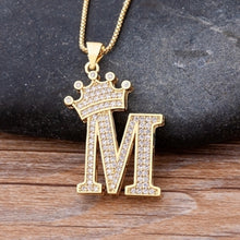 Load image into Gallery viewer, New Design 26 Letters A-z Zircon Crown Initial Alphabet Pendant