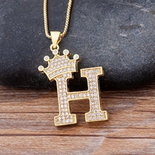 Load image into Gallery viewer, New Design 26 Letters A-z Zircon Crown Initial Alphabet Pendant