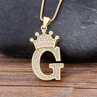 New Design 26 Letters A-z Zircon Crown Initial Alphabet Pendant