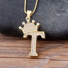 Load image into Gallery viewer, New Design 26 Letters A-z Zircon Crown Initial Alphabet Pendant
