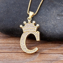 Load image into Gallery viewer, New Design 26 Letters A-z Zircon Crown Initial Alphabet Pendant