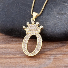 Load image into Gallery viewer, New Design 26 Letters A-z Zircon Crown Initial Alphabet Pendant