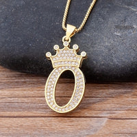 New Design 26 Letters A-z Zircon Crown Initial Alphabet Pendant