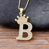 New Design 26 Letters A-z Zircon Crown Initial Alphabet Pendant