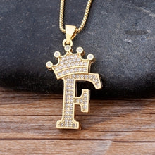Load image into Gallery viewer, New Design 26 Letters A-z Zircon Crown Initial Alphabet Pendant
