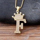 New Design 26 Letters A-z Zircon Crown Initial Alphabet Pendant