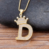 New Design 26 Letters A-z Zircon Crown Initial Alphabet Pendant