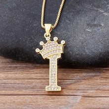 Load image into Gallery viewer, New Design 26 Letters A-z Zircon Crown Initial Alphabet Pendant