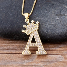 Load image into Gallery viewer, New Design 26 Letters A-z Zircon Crown Initial Alphabet Pendant