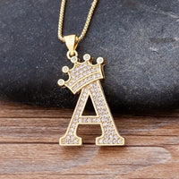 New Design 26 Letters A-z Zircon Crown Initial Alphabet Pendant