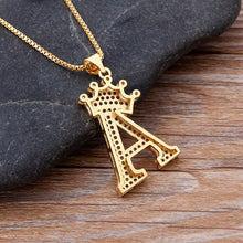 Load image into Gallery viewer, New Design 26 Letters A-z Zircon Crown Initial Alphabet Pendant
