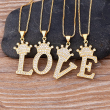 Load image into Gallery viewer, New Design 26 Letters A-z Zircon Crown Initial Alphabet Pendant