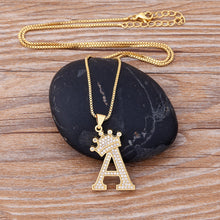 Load image into Gallery viewer, New Design 26 Letters A-z Zircon Crown Initial Alphabet Pendant
