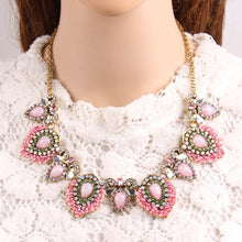 Load image into Gallery viewer, New Design Fashion Gold Chain Crystal Resin Chunky Statement Bead