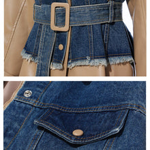 Load image into Gallery viewer, Washed Denim Stitching Leather Jacket Windbreaker Leather