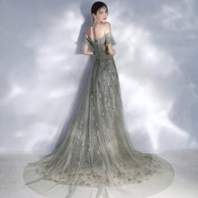 Load image into Gallery viewer, New Evening Dress Luxurious Boat Neck Short Sleeves A Line Floor