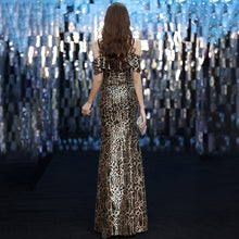 Load image into Gallery viewer, New Evening Dress V Neck Ruffles Short Sleeves Floor Length Zipper