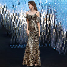 Load image into Gallery viewer, New Evening Dress V Neck Ruffles Short Sleeves Floor Length Zipper