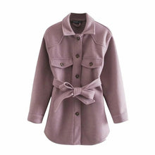 Load image into Gallery viewer, Jacket Long Sleeves Belted Warm Thicken Casual
