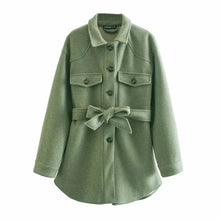 Load image into Gallery viewer, Jacket Long Sleeves Belted Warm Thicken Casual