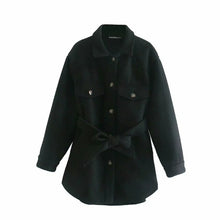Load image into Gallery viewer, Jacket Long Sleeves Belted Warm Thicken Casual