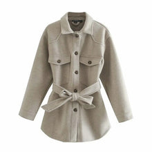 Load image into Gallery viewer, Jacket Long Sleeves Belted Warm Thicken Casual