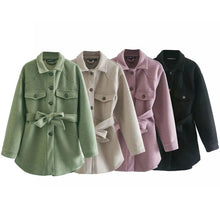 Load image into Gallery viewer, Jacket Long Sleeves Belted Warm Thicken Casual