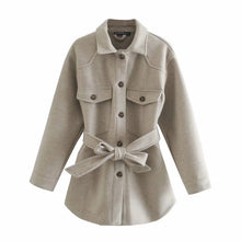 Load image into Gallery viewer, Jacket Long Sleeves Belted Warm Thicken Casual