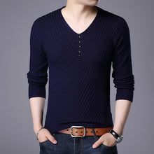Load image into Gallery viewer, Knit Pullover Plain Solid Men V Neck Sweater