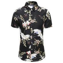 Load image into Gallery viewer, New Fashion Crane Print Short Sleeve Hawaiian Shirt Male Casual Beach