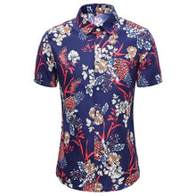 Load image into Gallery viewer, New Fashion Crane Print Short Sleeve Hawaiian Shirt Male Casual Beach
