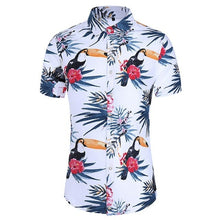 Load image into Gallery viewer, New Fashion Crane Print Short Sleeve Hawaiian Shirt Male Casual Beach