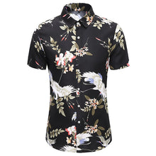 Load image into Gallery viewer, New Fashion Crane Print Short Sleeve Hawaiian Shirt Male Casual Beach