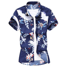 Load image into Gallery viewer, New Fashion Crane Print Short Sleeve Hawaiian Shirt Male Casual Beach