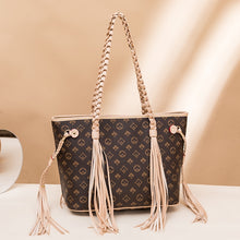 Load image into Gallery viewer, New Fashion Fringed Bag Woven Bag Shopping Bag Printed Tote Bag