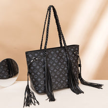 Load image into Gallery viewer, New Fashion Fringed Bag Woven Bag Shopping Bag Printed Tote Bag