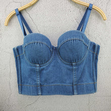 Load image into Gallery viewer, New Fashion Ladies Camis Runway Jeans Crop Top Luxury Blue Sexy Hot