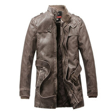 Load image into Gallery viewer, New Fashion Leather Jacket Men Slim Warm Washed Leather Motorcycle