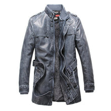 Load image into Gallery viewer, New Fashion Leather Jacket Men Slim Warm Washed Leather Motorcycle