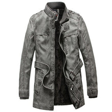 Load image into Gallery viewer, New Fashion Leather Jacket Men Slim Warm Washed Leather Motorcycle