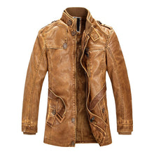 Load image into Gallery viewer, New Fashion Leather Jacket Men Slim Warm Washed Leather Motorcycle