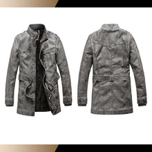 Load image into Gallery viewer, New Fashion Leather Jacket Men Slim Warm Washed Leather Motorcycle