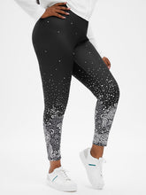 Load image into Gallery viewer, New Fashion Plus Size Monochrome Floral Print Leggings Jeggings