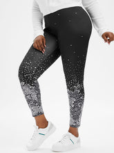 Load image into Gallery viewer, New Fashion Plus Size Monochrome Floral Print Leggings Jeggings