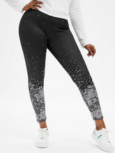 Load image into Gallery viewer, New Fashion Plus Size Monochrome Floral Print Leggings Jeggings