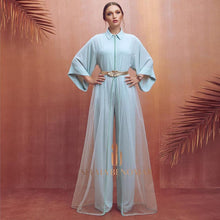 Load image into Gallery viewer, New Fashion Saudi Arabic Pant Evening Dresses Blue Prom Gown With